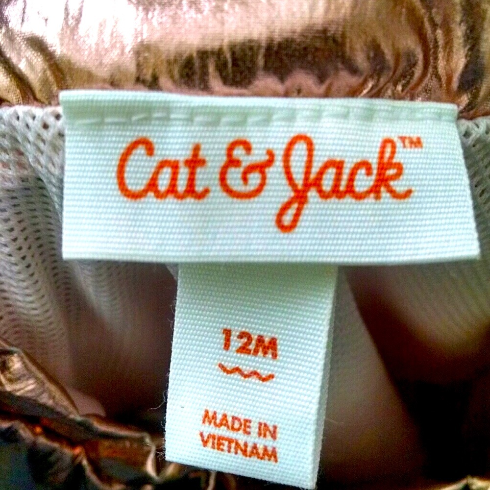 Cat and Jack Rose Gold Metallic Bomber Jacket - Picture 3 of 3